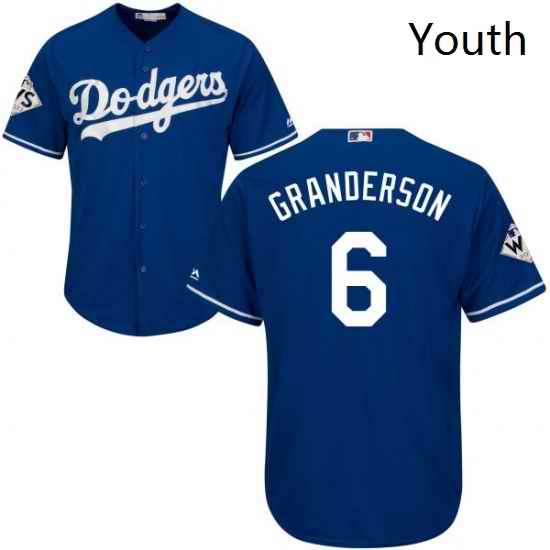 Youth Majestic Los Angeles Dodgers 6 Curtis Granderson Replica Royal Blue Alternate 2017 World Series Bound Cool Base MLB Jersey